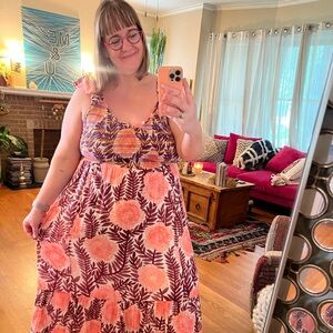 Anthropologie 2X multi colored maxi with back cutout